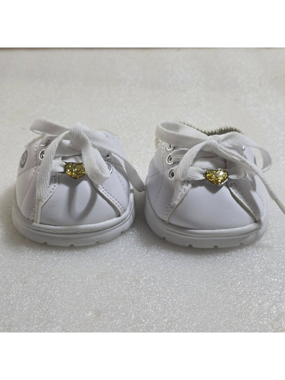 Build-a-Bear Skechers‎ White Slip On Sneakers Heart Gold Bling Shoes Toy